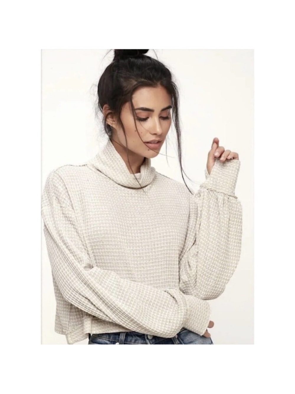 Free People BK Long Sleeve
Turtleneck Cropped Thermal Knit
Sweater